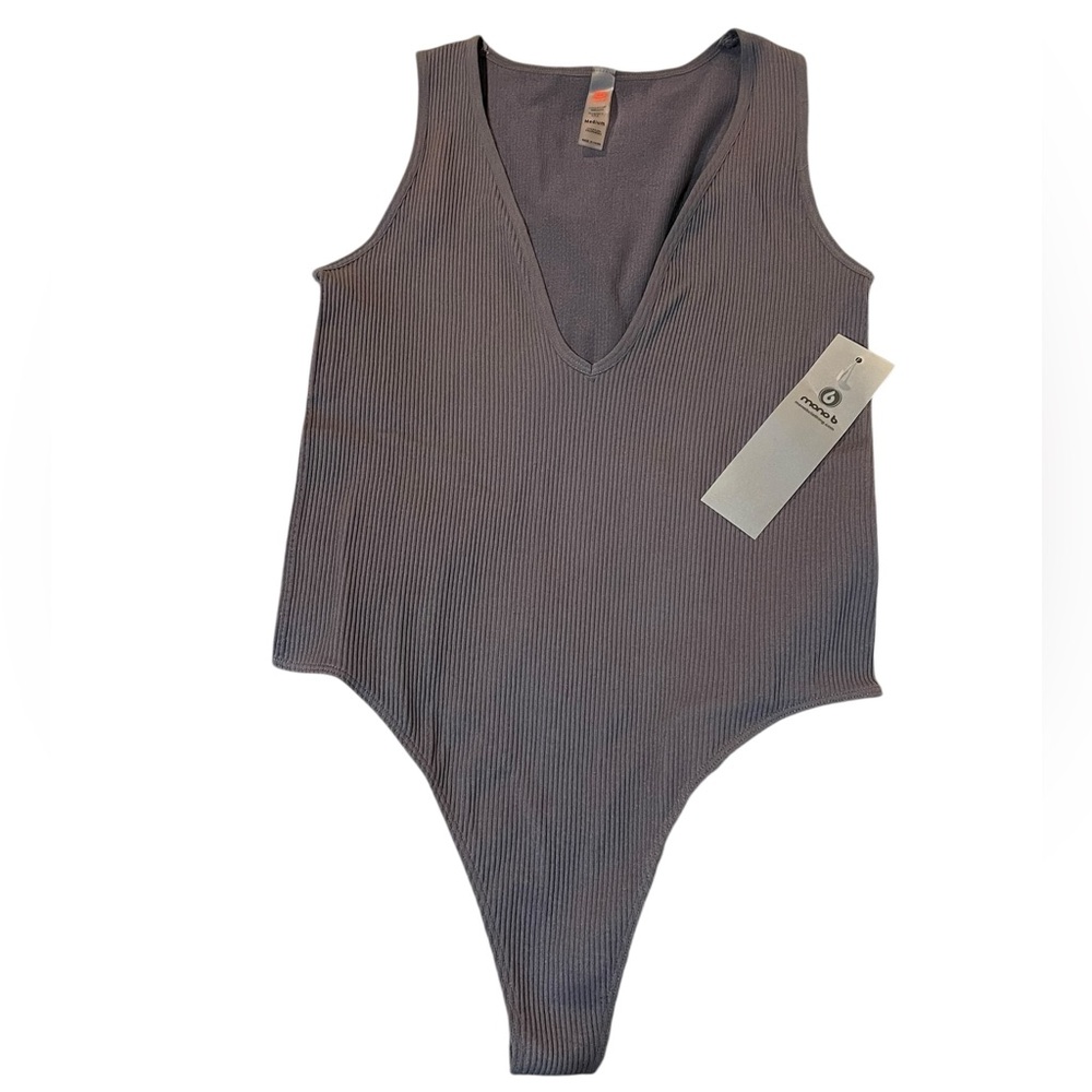 Mono B Gray Ribbed Bodysuit